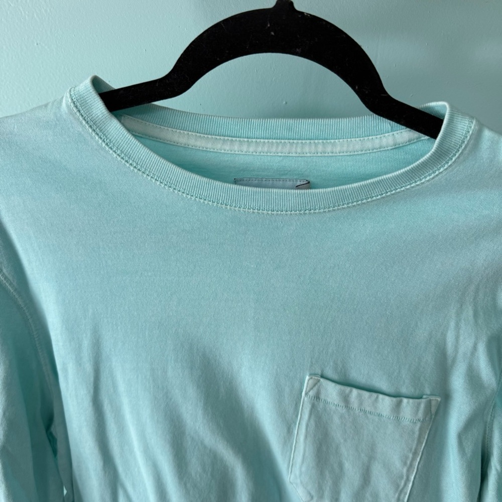 Men’s Goodfellow & Co. Aqua Long Sleeve Crew Neck Tee Chest Pocket Size Medium - Picture 2 of 9